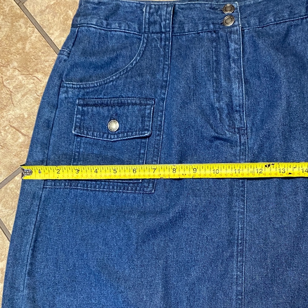 Denim Blue Size 12 Midi Skirt with Pockets Cottagecore Minimalist Practical - Picture 9 of 10